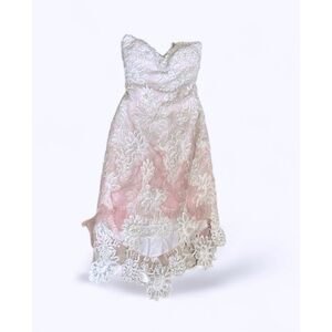 VTG San Carlin Sweetheart Lace‎ Pearls Strapless Dress Size 2
